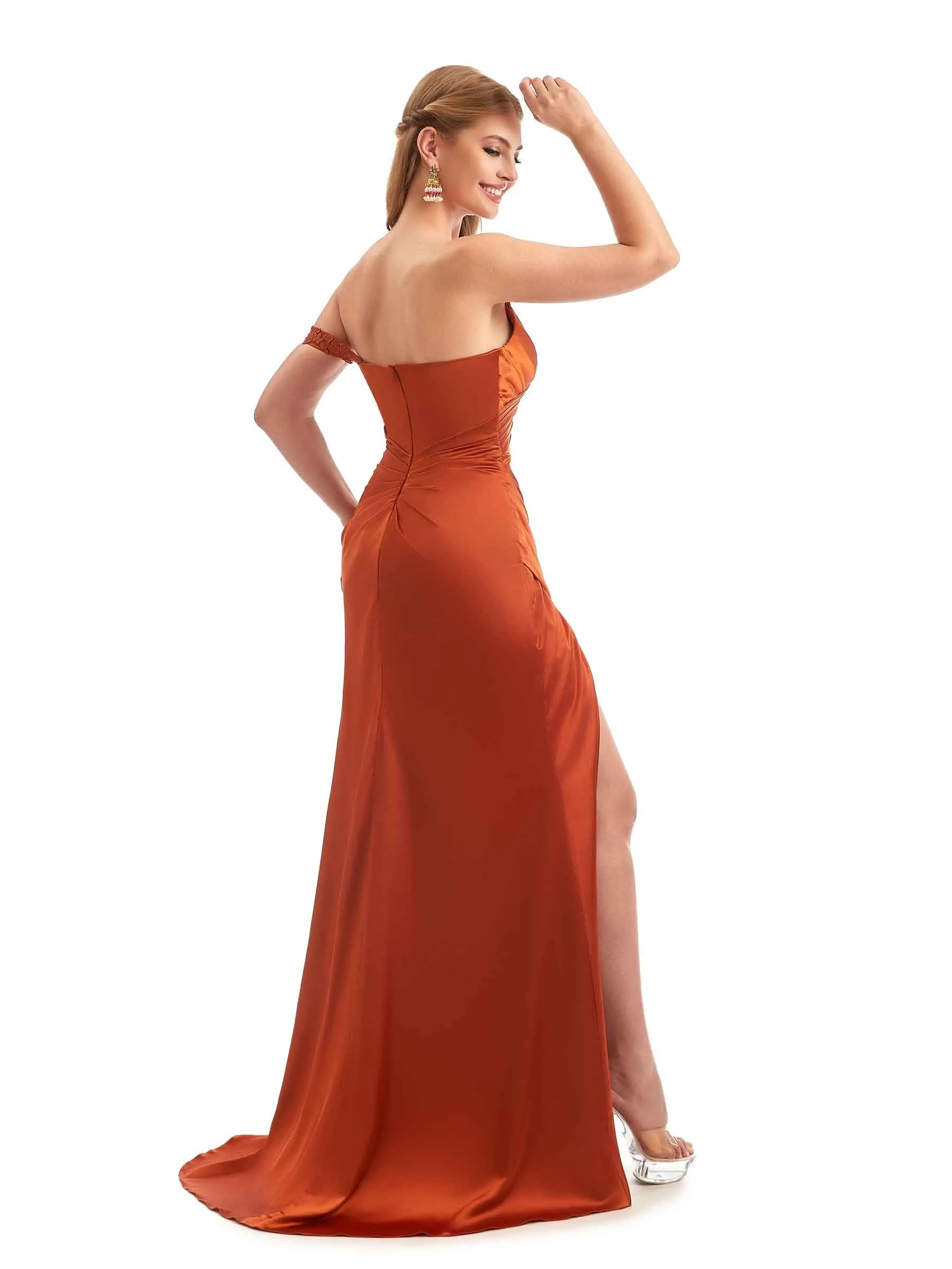 Long Black Lace Strap Mermaid Satin Bridesmaid Dresses sold by ChicSew product image thumbnail 5