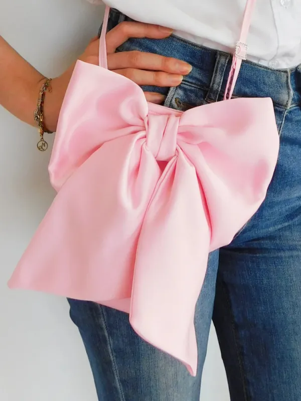 Satin Bow Crossbody Bag Shoulder Evening Bag Fanny Pack Cell Phone Purse Small sold by ChicSew