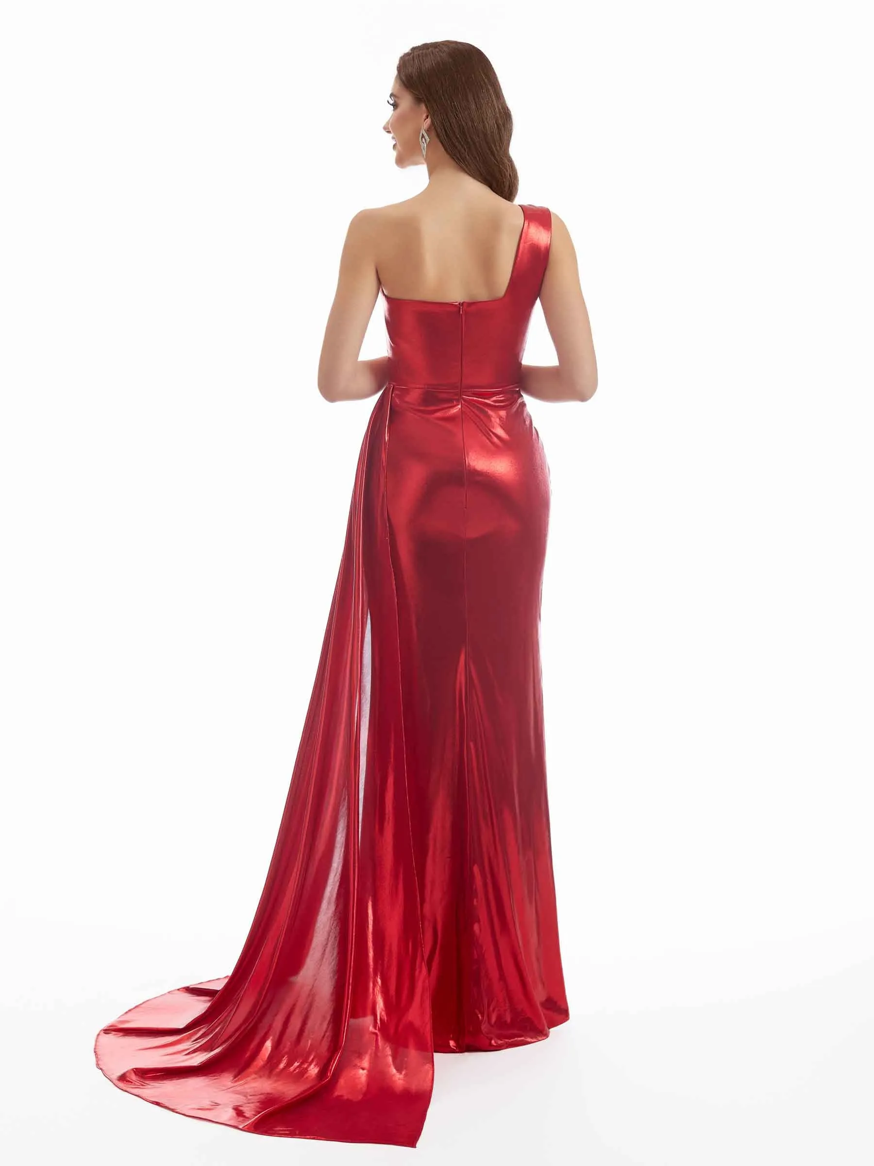 Sexy Mermaid One Shoulder Women Metallic Stretch Shiny Long Dresses Online sold by ChicSew product image thumbnail 4