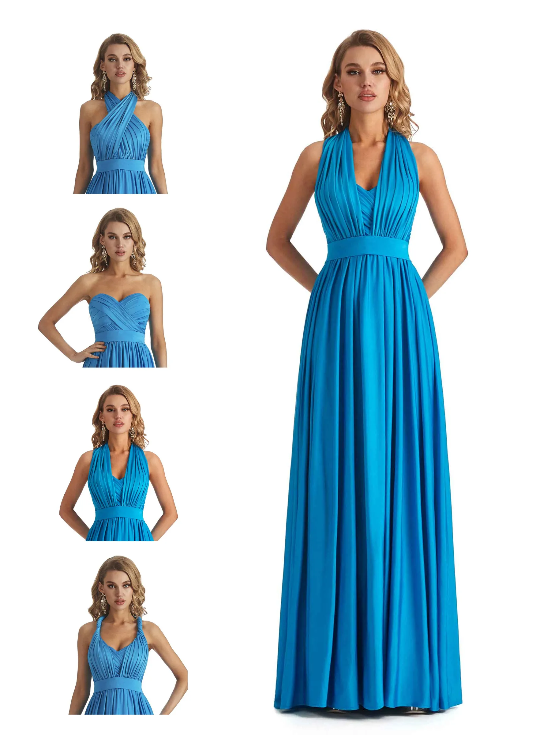 Convertible A-line Stretchy Jersey Maxi Long Formal Wedding Guest Dresses sold by ChicSew