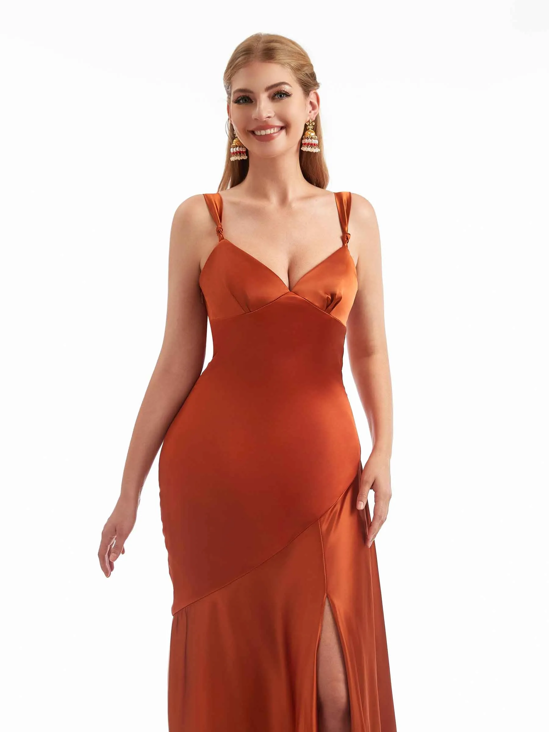 Chic Stretchy Satin Side Split Modern Maxi Mermaid Wedding Guest Dresses sold by ChicSew product image thumbnail 2