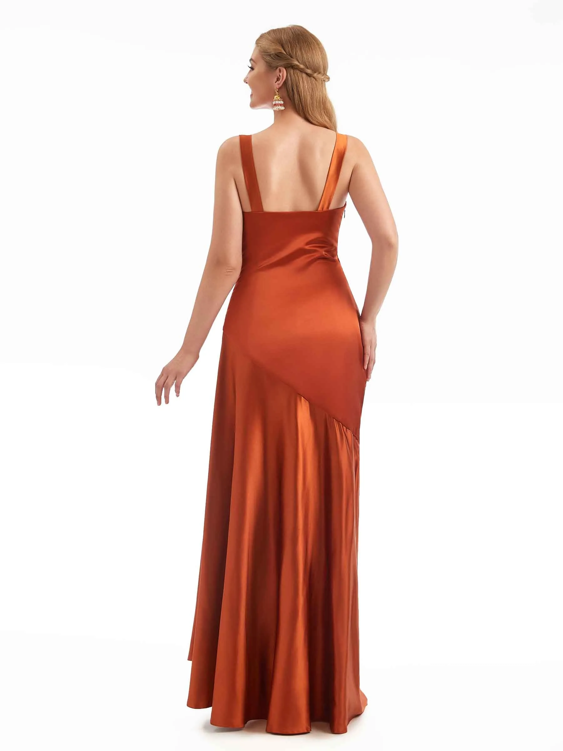 Chic Stretchy Satin Side Split Modern Maxi Mermaid Wedding Guest Dresses sold by ChicSew product image thumbnail 4