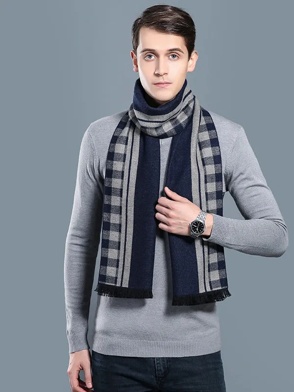 New autumn and winter men's casual scarf simple plaid solid color warm neck scarf sold by ChicSew product image thumbnail 5