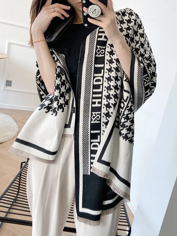 Women's winter versatile imitation cashmere double-sided letter thickened warm Nordic style cold-proof shawl sold by ChicSew