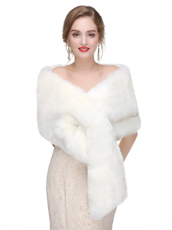 Women's Large Faux Fur Stole Bridal Winter Fur Wraps and Shawls Wedding Faux Mink Shrug for Bridesmaids sold by ChicSew