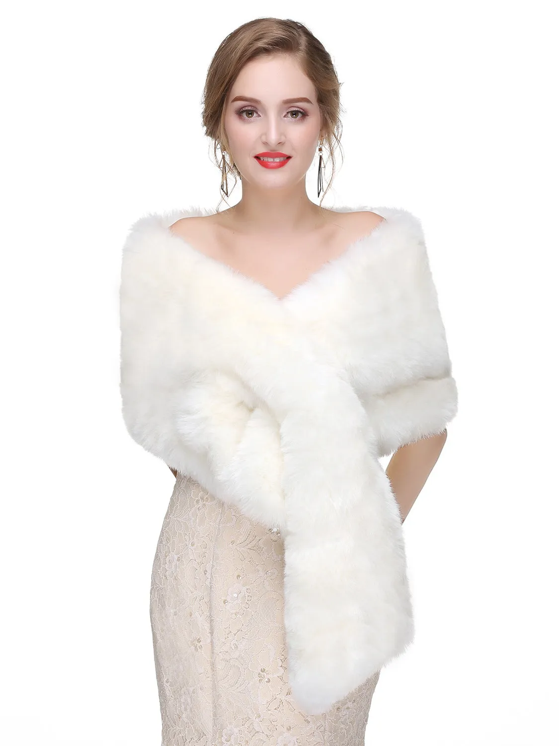 Women's Large Faux Fur Stole Bridal Winter Fur Wraps and Shawls Wedding Faux Mink Shrug for Bridesmaids sold by ChicSew