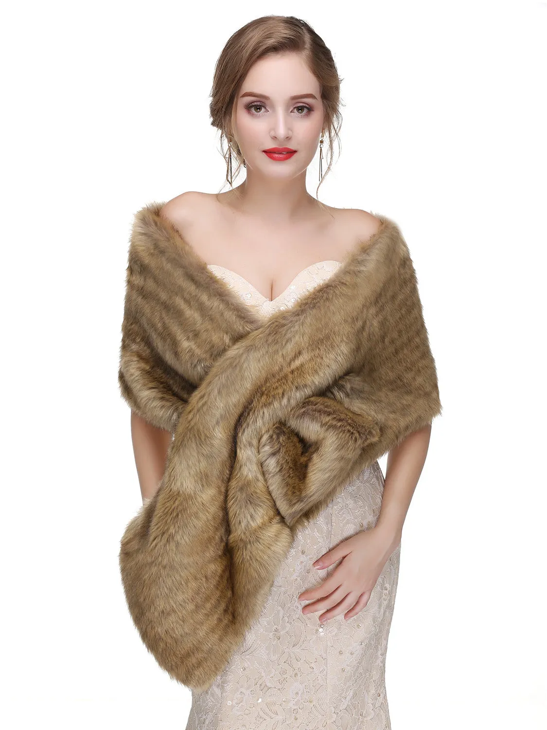 Women's Large Faux Fur Stole Bridal Winter Fur Wraps and Shawls Wedding Faux Mink Shrug for Bridesmaids sold by ChicSew product image thumbnail 4