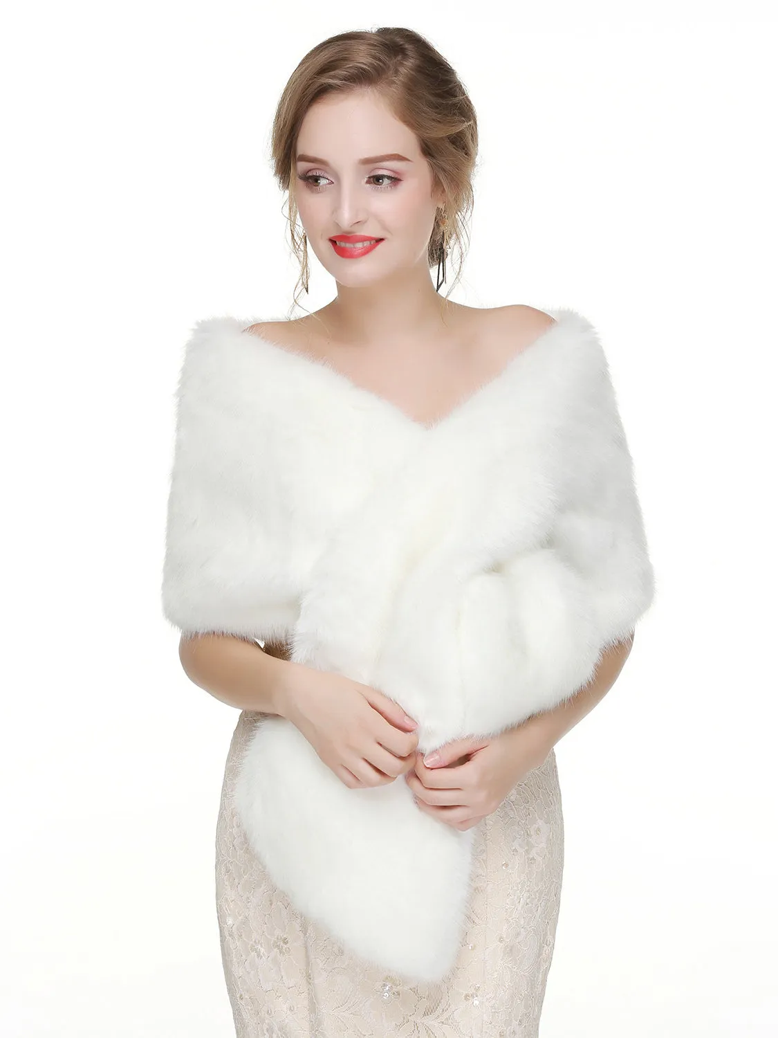Women's Large Faux Fur Stole Bridal Winter Fur Wraps and Shawls Wedding Faux Mink Shrug for Bridesmaids sold by ChicSew product image thumbnail 2