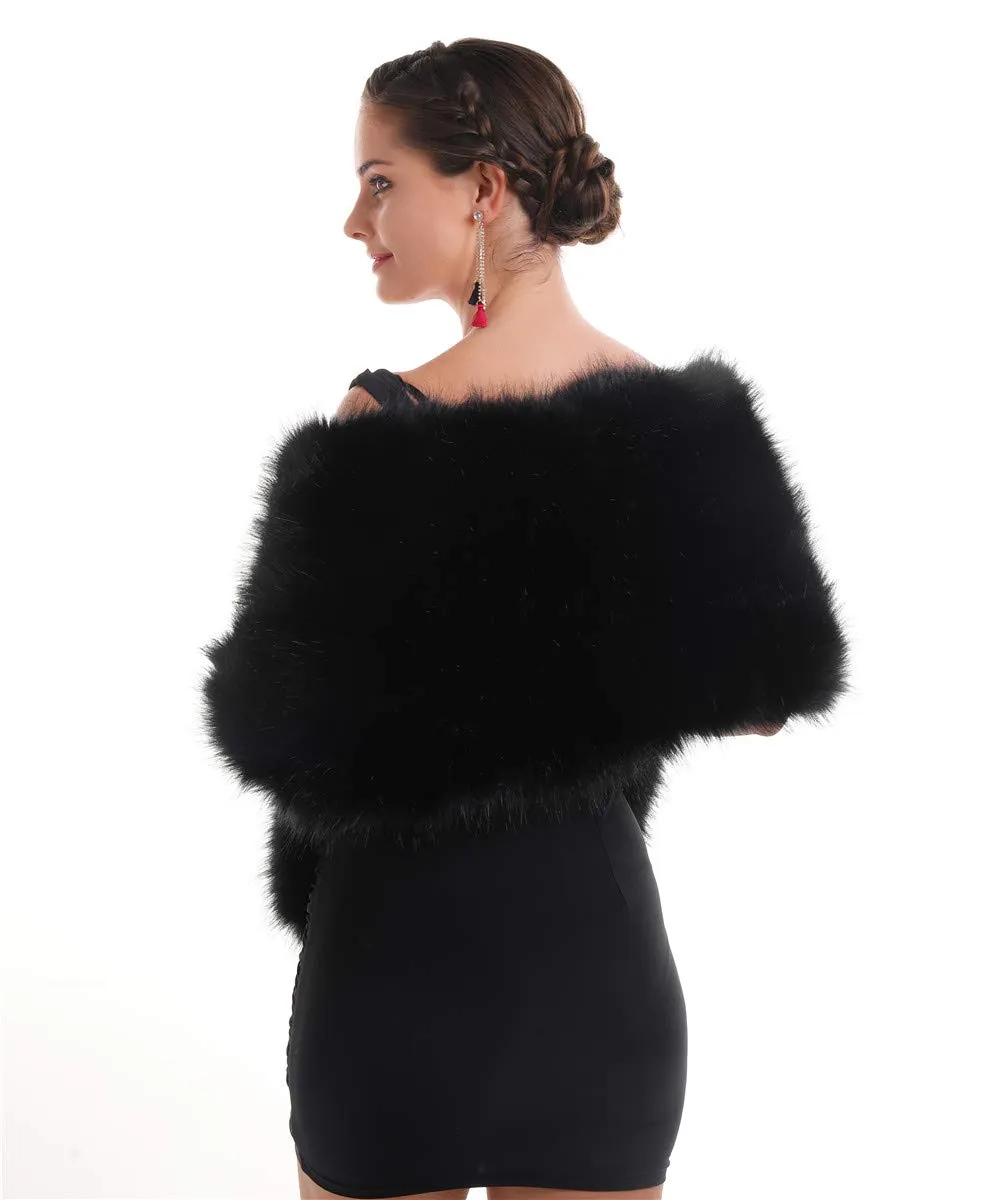 Women's Luxurious Large Winter Faux Fur Scarf Wrap Collar Shrug for Lady Wedding Dinner Party sold by ChicSew product image thumbnail 5