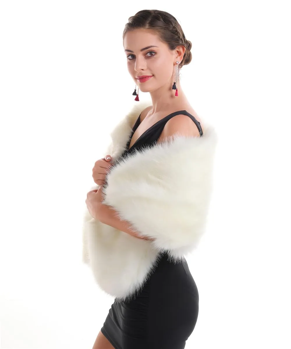 Women's Luxurious Large Winter Faux Fur Scarf Wrap Collar Shrug for Lady Wedding Dinner Party sold by ChicSew product image thumbnail 2