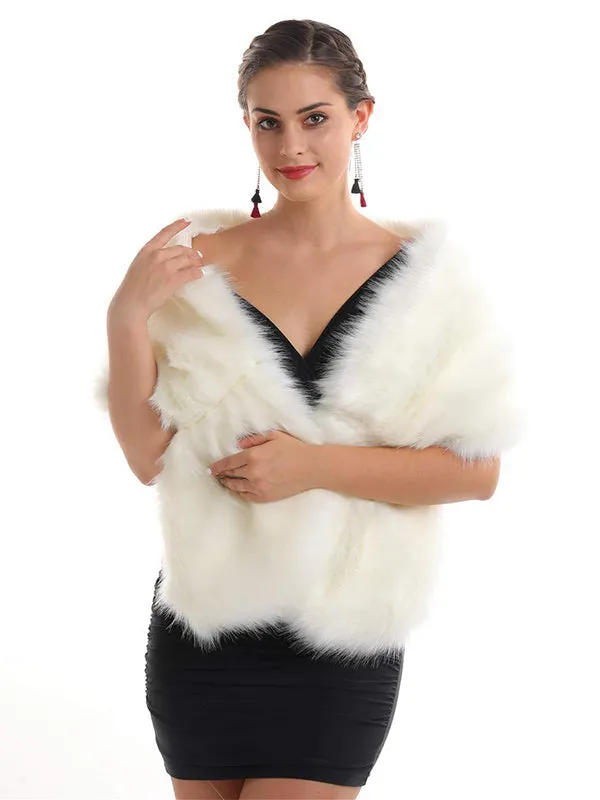 Women's Luxurious Large Winter Faux Fur Scarf Wrap Collar Shrug for Lady Wedding Dinner Party sold by ChicSew