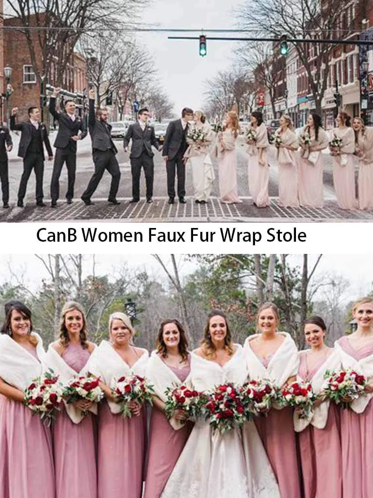 Women's Faux Rabbit Fur Stole Winter Bridal Fur Wraps and Shawls Bride Wedding Fur Cape for Bridesmaids sold by ChicSew product image thumbnail 5