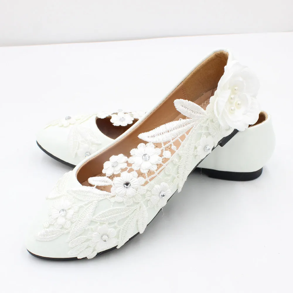 White high heel large size wedding shoes for women round toe wedding shoes sold by ChicSew product image thumbnail 5