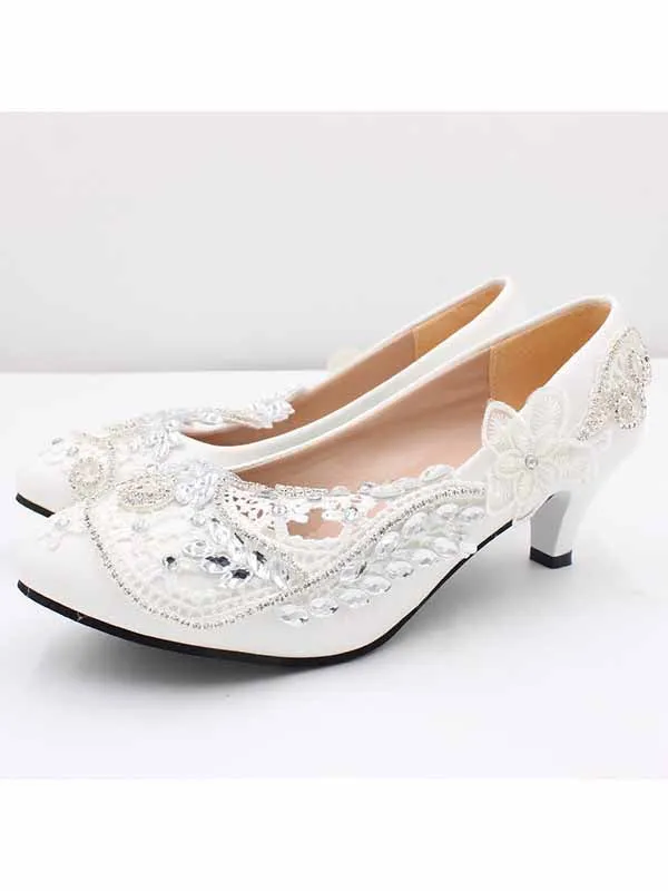 New matching wedding dress, wedding shoes women's bridal shoes sequined white large size high-heeled women's shoes sold by ChicSew