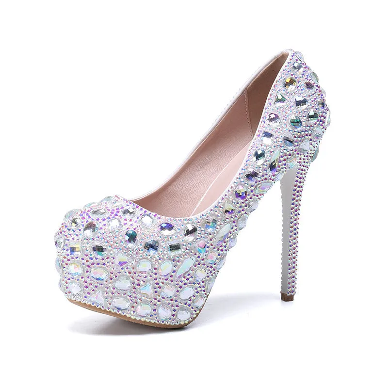 New style flash diamond foreign trade fashionable shallow mouth waterproof platform large and small fashion banquet wedding shoes sold by ChicSew product image thumbnail 5