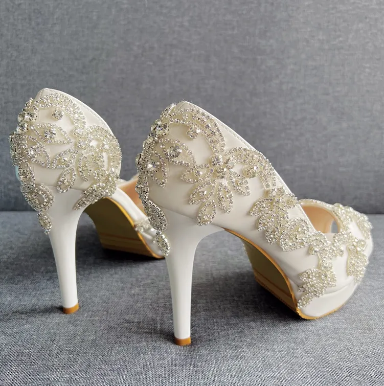 Women's Wedding Shoes Beaded High Heel Bridal Shoes,H40 sold by ChicSew product image thumbnail 4