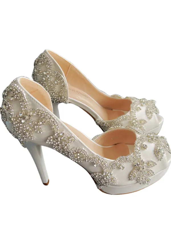 Women's Wedding Shoes Beaded High Heel Bridal Shoes,H40 sold by ChicSew