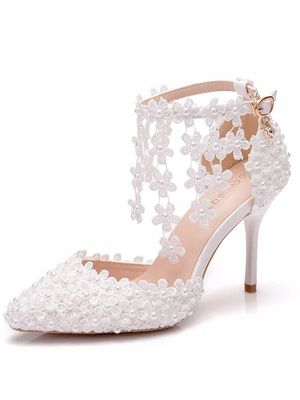 Women's Wedding Shoes Lace Shoes Ponted Toe High Heel Bridal Shoes,H38 sold by ChicSew
