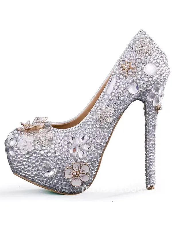 Women's Wedding Shoes Bow Crystal High Heel Decorative Heel Bridal Shoes,H32 sold by ChicSew