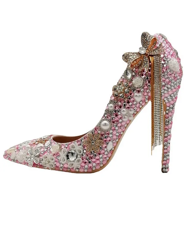Women's Wedding Shoes Pearl Crystal High Heel Decorative Heel Bridal Shoes,H31 sold by ChicSew
