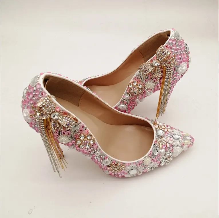 Women's Wedding Shoes Pearl Crystal High Heel Decorative Heel Bridal Shoes,H31 sold by ChicSew product image thumbnail 2