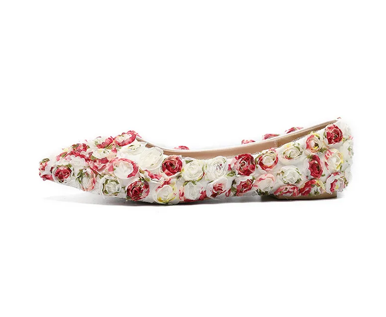 Women's Wedding Shoes Floral Lace Pointed Toe Flat Bridal Shoes,H24 sold by ChicSew product image thumbnail 4