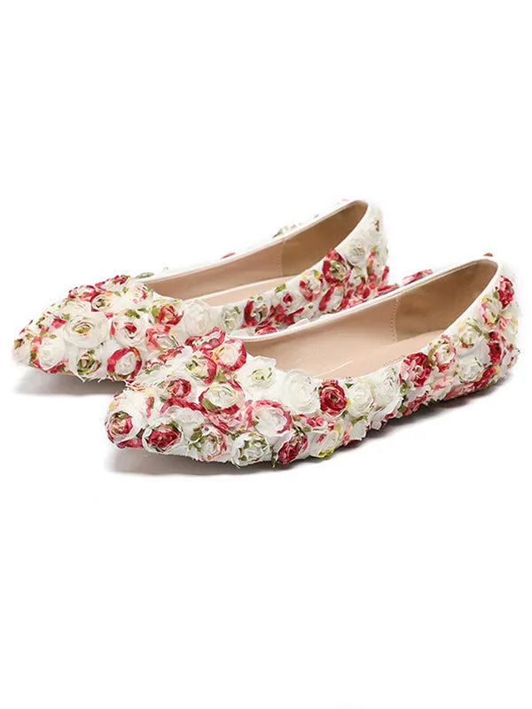 Women's Wedding Shoes Floral Lace Pointed Toe Flat Bridal Shoes,H24 sold by ChicSew
