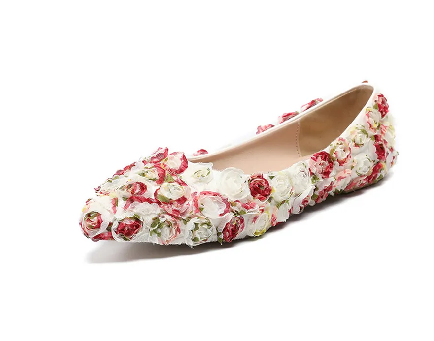 Women's Wedding Shoes Floral Lace Pointed Toe Flat Bridal Shoes,H24 sold by ChicSew product image thumbnail 2
