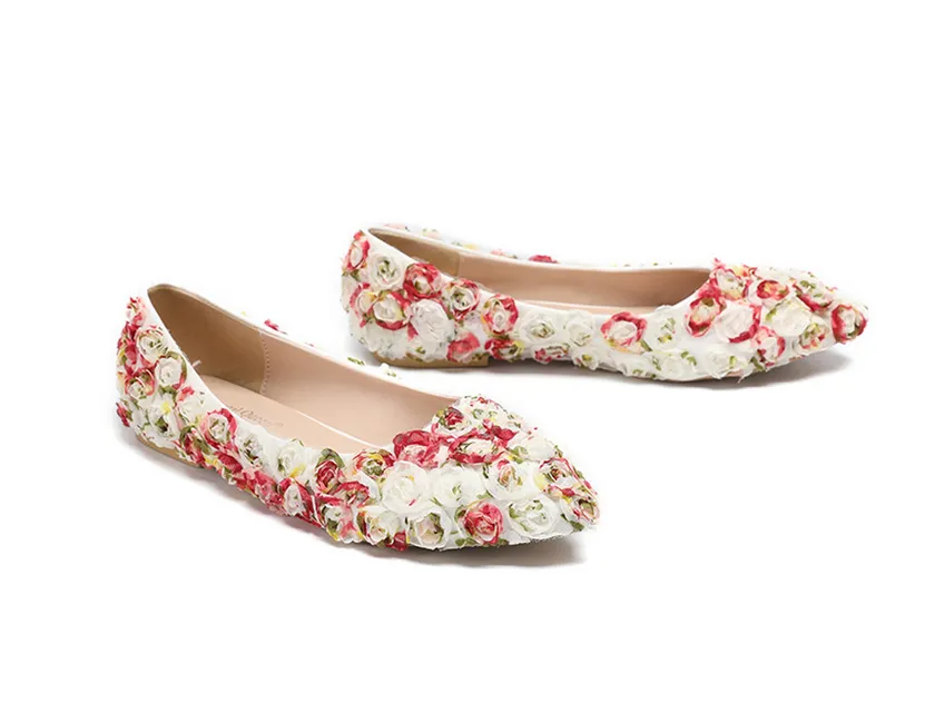 Women's Wedding Shoes Floral Lace Pointed Toe Flat Bridal Shoes,H24 sold by ChicSew product image thumbnail 3