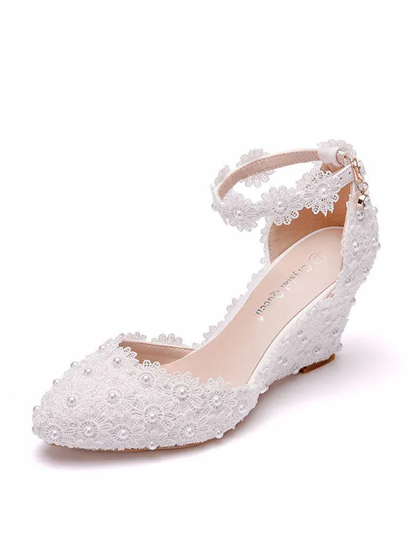 Pretty Women's Wedding Shoes Decorative Lace Wedding Heels Bridal Shoes, H99 sold by ChicSew