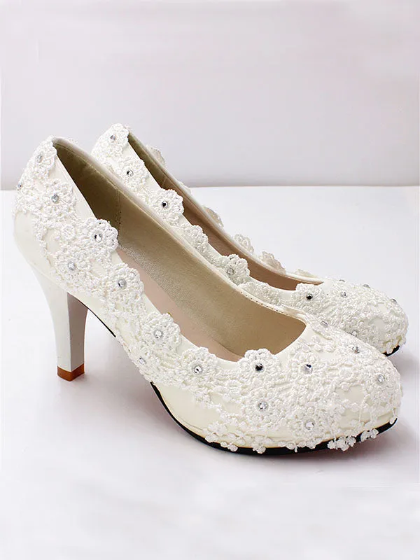 New Arrival Women's Wedding Shoes Decorative Lace Wedding Heels Bridal Shoes, H98 sold by ChicSew