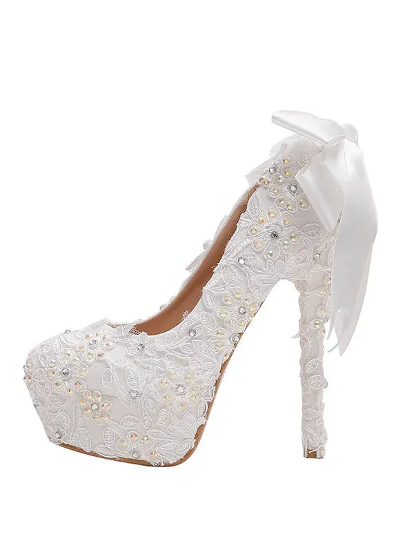 Elegant Women's Wedding Shoes Decorative Lace Wedding Heels Bridal Shoes With Beading, H97 sold by ChicSew