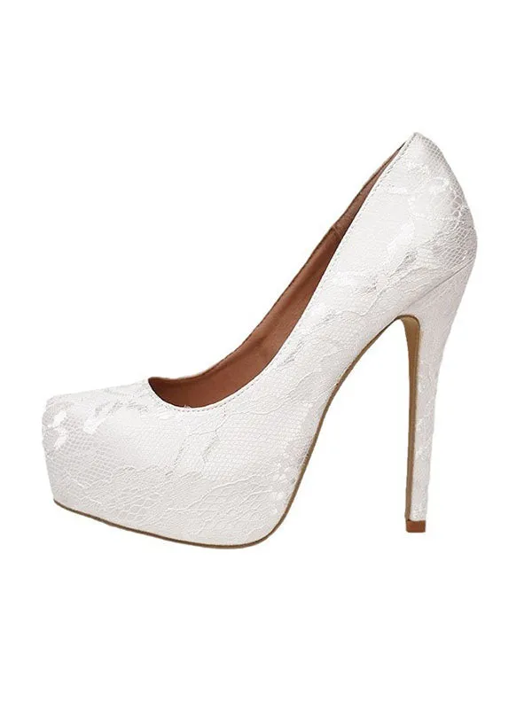 Elegant Women's Wedding Shoes Decorative Lace Wedding Heels Bridal Shoes, H95 sold by ChicSew