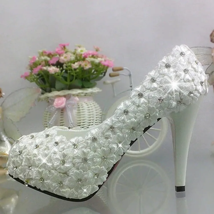Women's Wedding Shoes Decorative Lace Floral Wedding Heels Bridal Shoes, H94 sold by ChicSew product image thumbnail 3