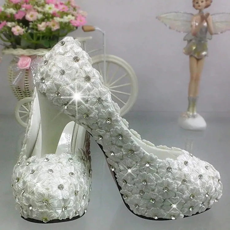 Women's Wedding Shoes Decorative Lace Floral Wedding Heels Bridal Shoes, H94 sold by ChicSew product image thumbnail 4