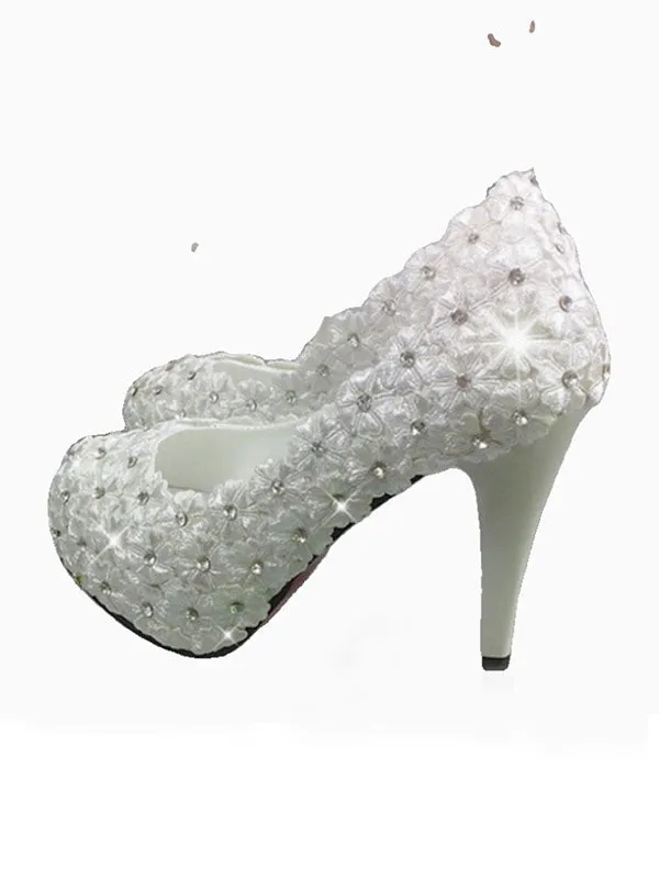 Women's Wedding Shoes Decorative Lace Floral Wedding Heels Bridal Shoes, H94 sold by ChicSew