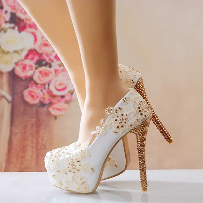 Women's Wedding Shoes Decorative Lace Wedding Heels Bridal Shoes, H89 sold by ChicSew product image thumbnail 5