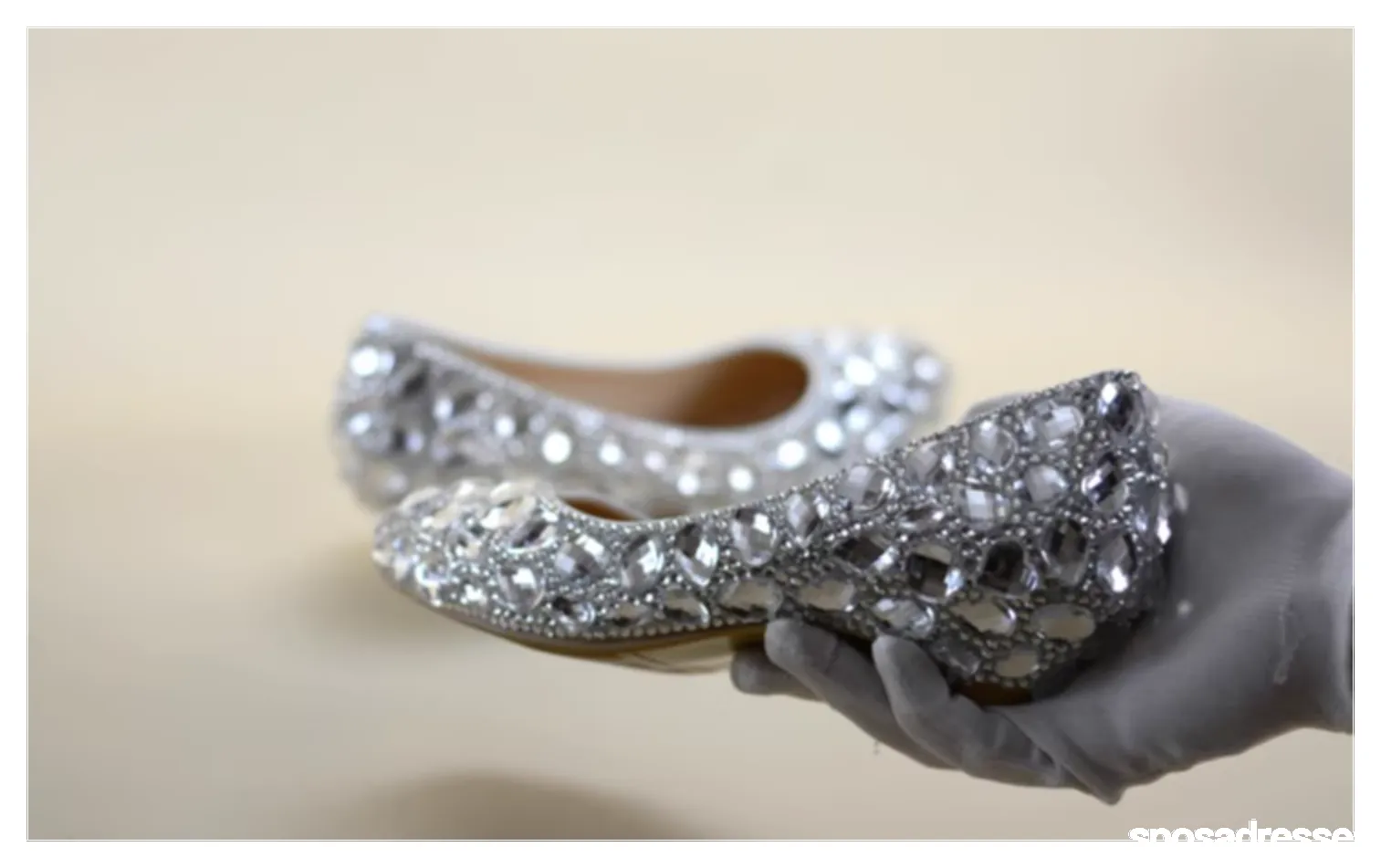 Women's Wedding Shoes Decorative Heel Wedding Heels Bridal Shoes With Beading,H81 sold by ChicSew product image thumbnail 4