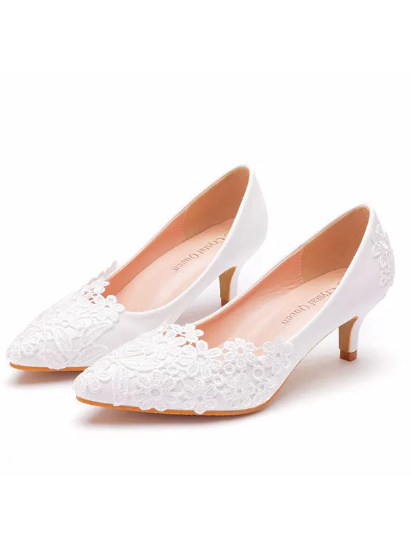 Elegant Simple Lace Flower Wedding Shoes Lace Wedding Shoes sold by ChicSew