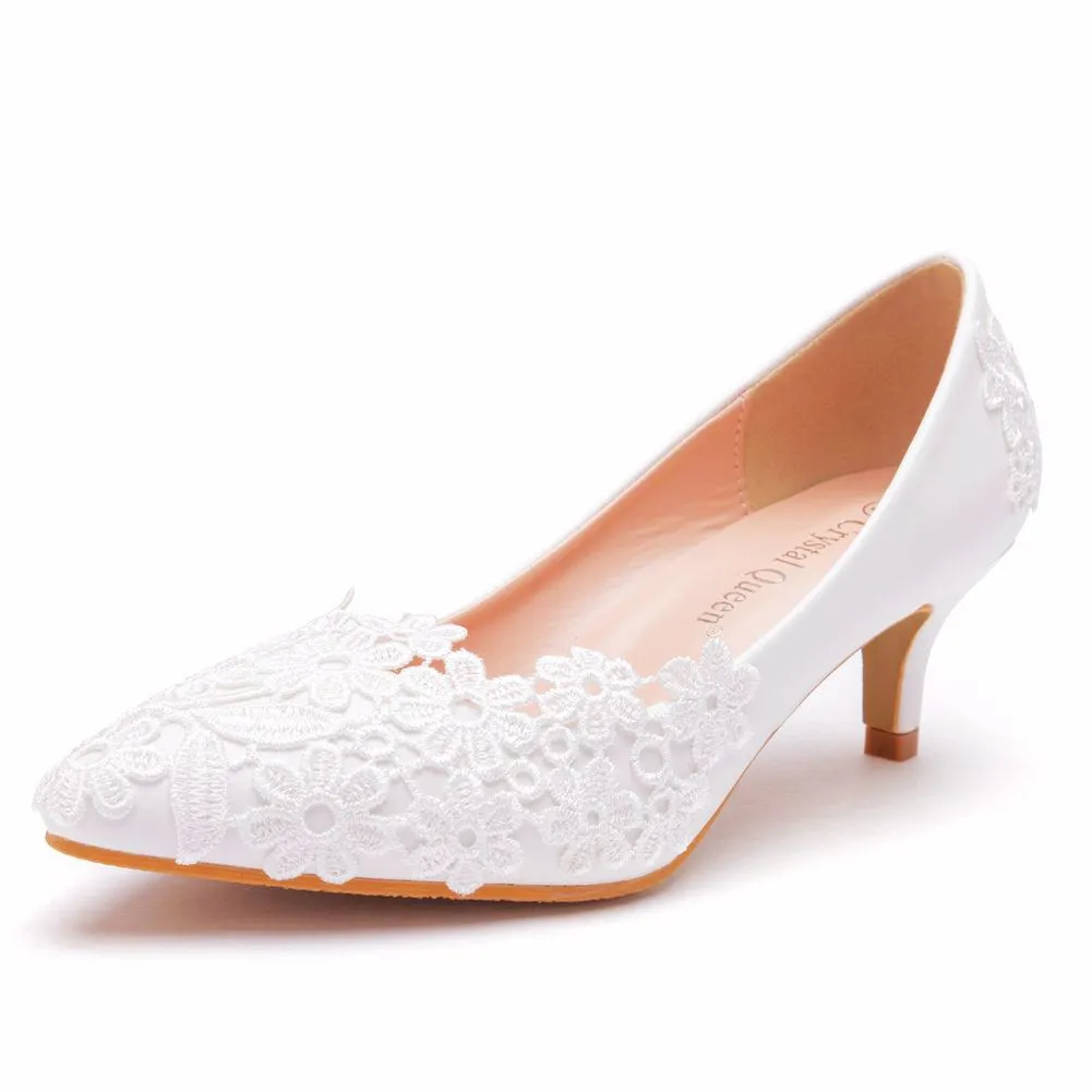 Elegant Simple Lace Flower Wedding Shoes Lace Wedding Shoes sold by ChicSew product image thumbnail 2