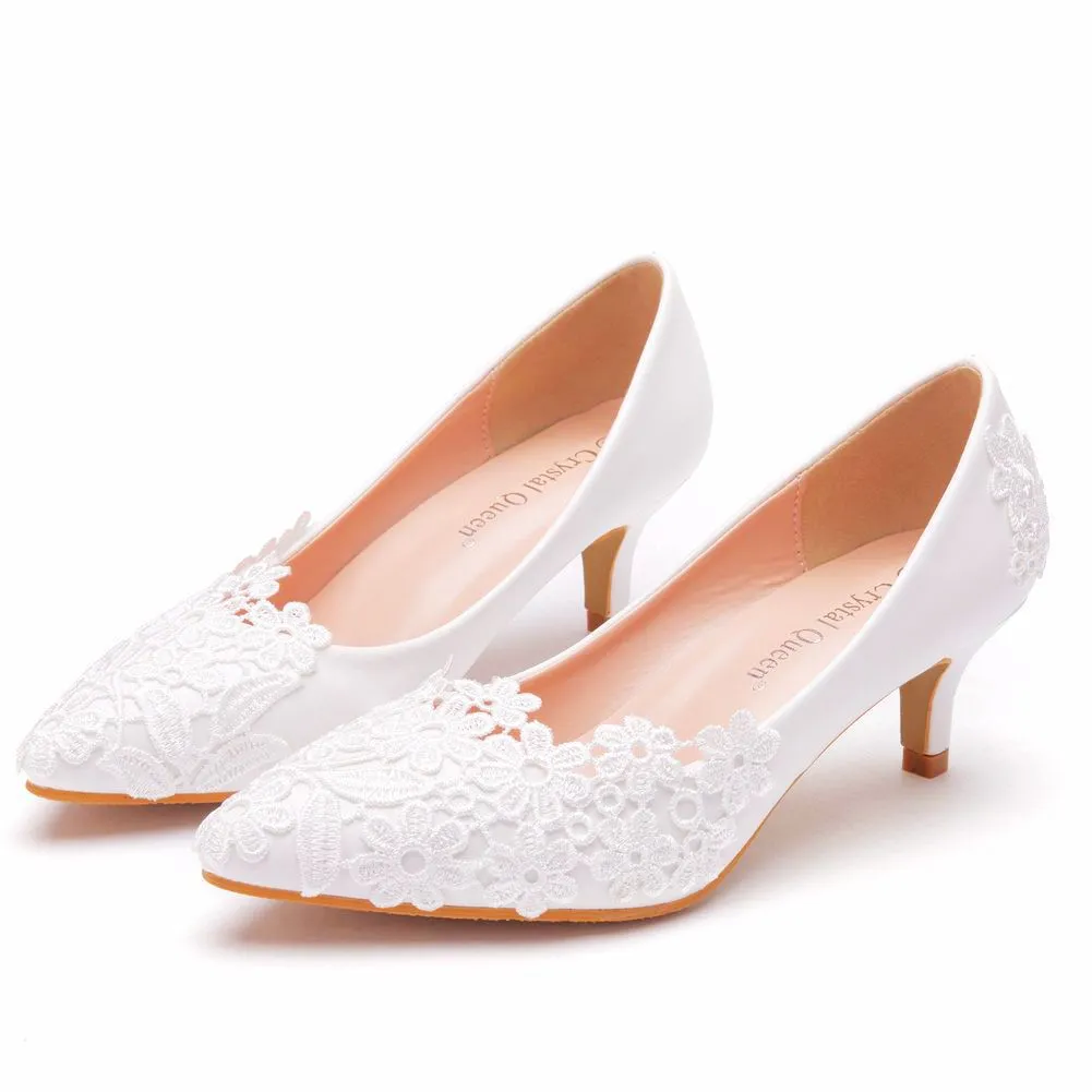 Elegant Simple Lace Flower Wedding Shoes Lace Wedding Shoes sold by ChicSew product image thumbnail 3