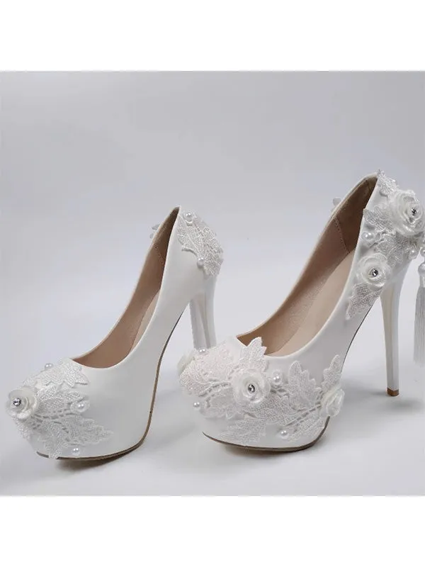 2024 Flower White Bridal Wedding Shoes, Women's Shoes sold by ChicSew