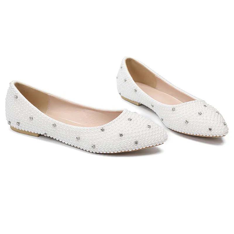 New Arrival White Pearl Sparkling Diamond Flat Shoes Wedding Shoes Flat Evening Shoes sold by ChicSew product image thumbnail 2