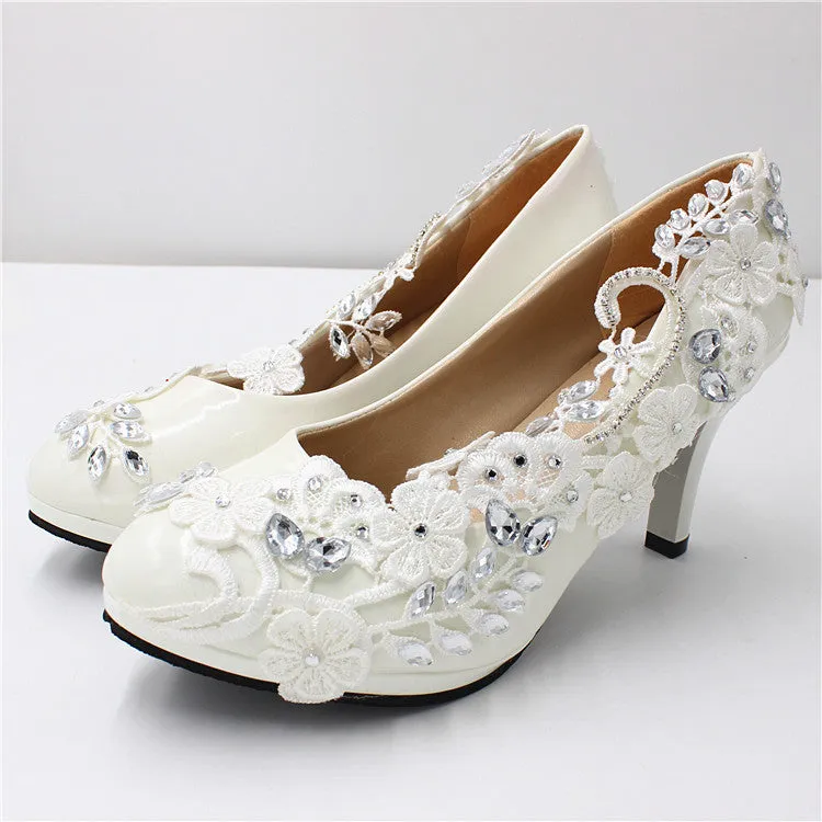 High Heel White Wedding Shoes Round Toe Shoes sold by ChicSew product image thumbnail 2