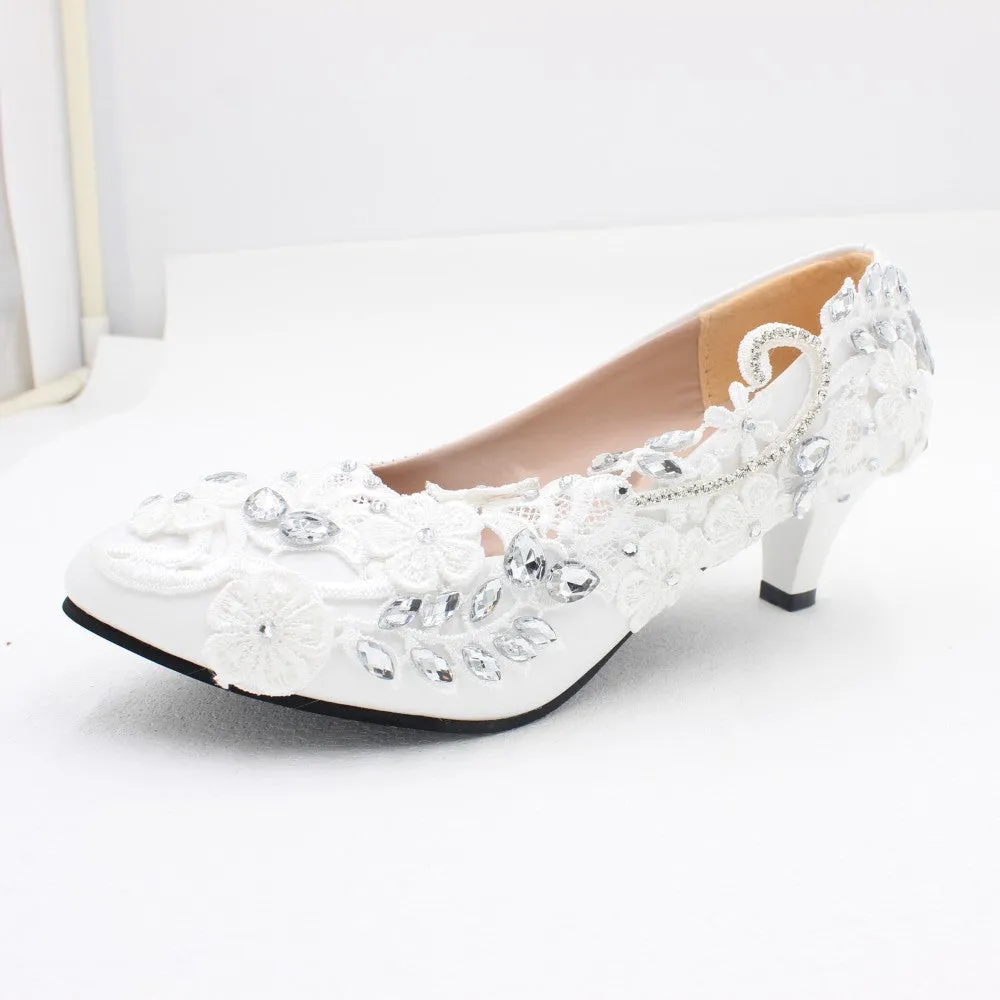 High Heel White Wedding Shoes Round Toe Shoes sold by ChicSew product image thumbnail 3