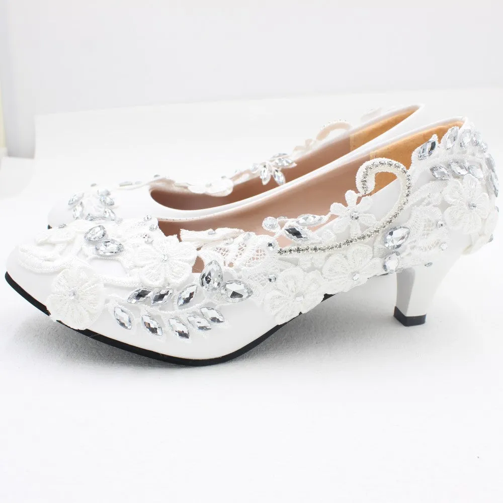 High Heel White Wedding Shoes Round Toe Shoes sold by ChicSew product image thumbnail 4