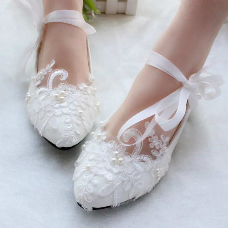 Strappy White Flat Wedding Shoes Evening Shoes sold by ChicSew product image thumbnail 5