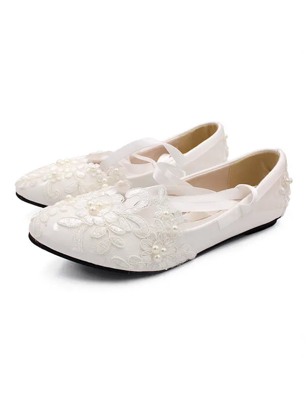 Strappy White Flat Wedding Shoes Evening Shoes sold by ChicSew