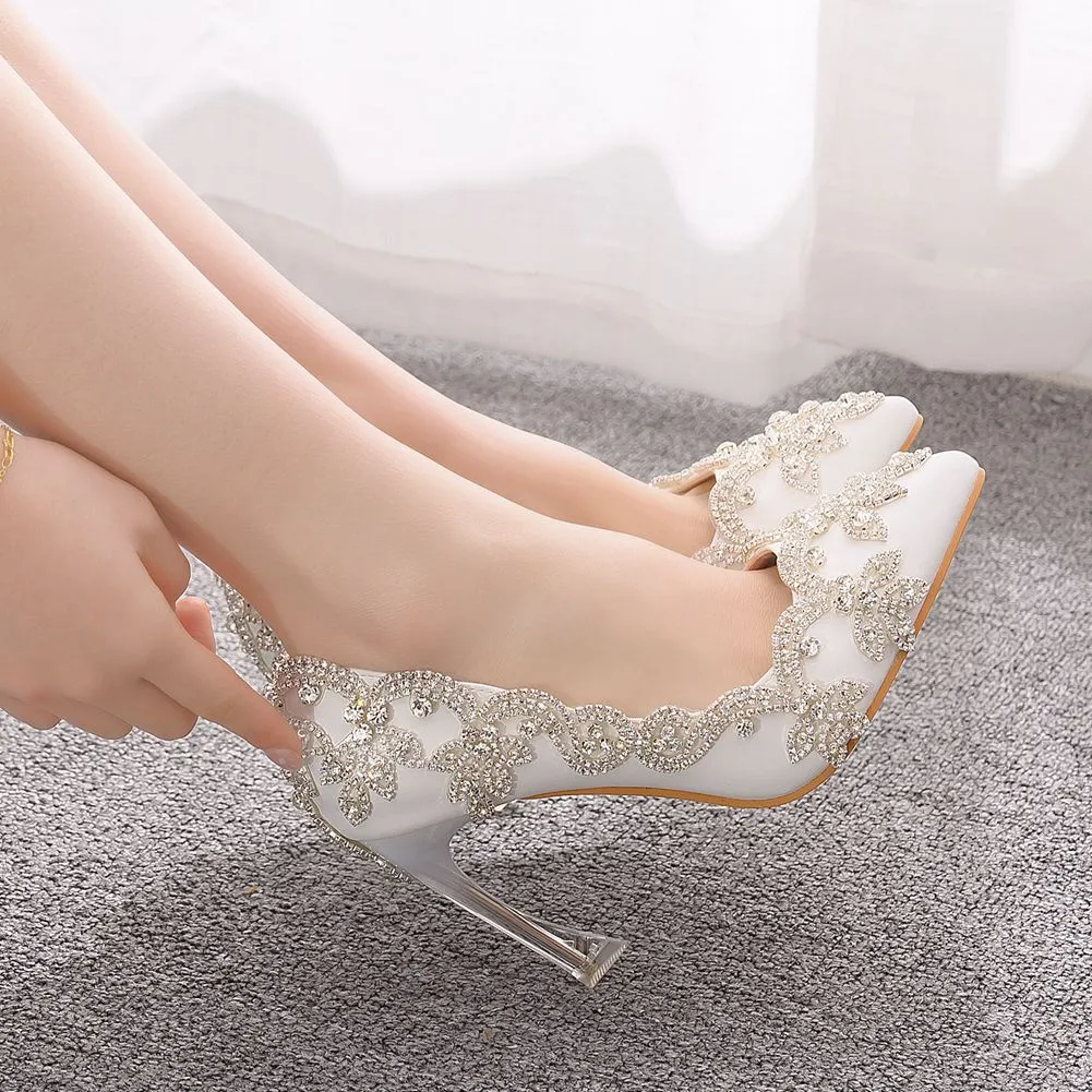 Crystal Heel Prom Evening Rhinestone Bridal Bridesmaid Shoes Evening Shoes sold by ChicSew product image thumbnail 3