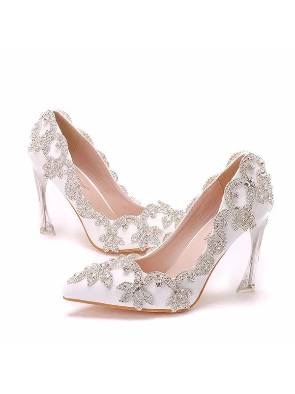 Crystal Heel Prom Evening Rhinestone Bridal Bridesmaid Shoes Evening Shoes sold by ChicSew